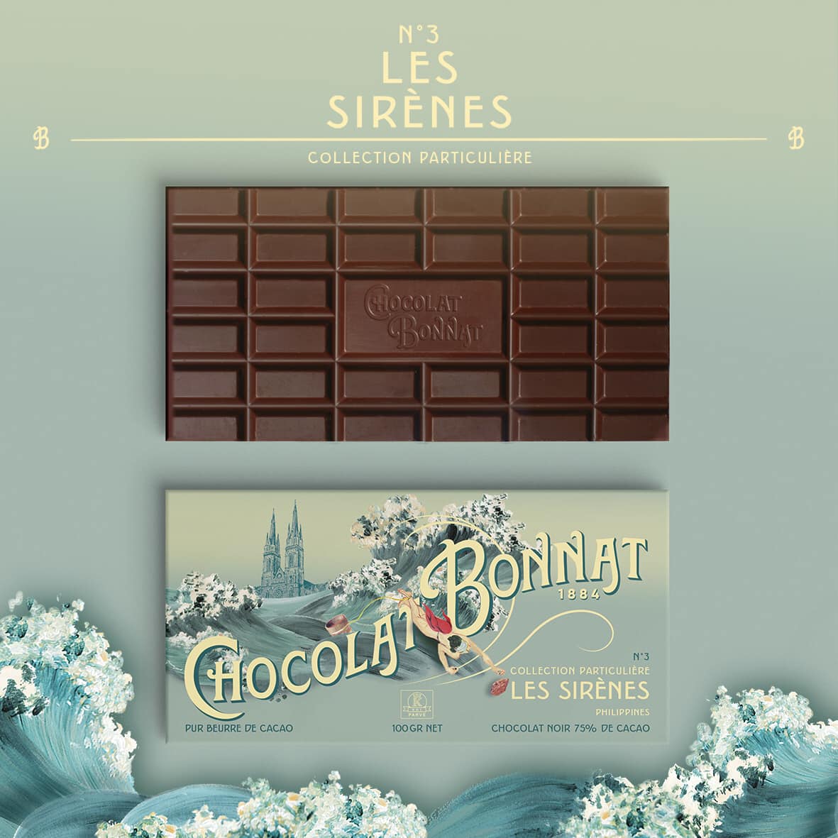 Bonnat tavoletta di cioccolato Les Sirènes Filippine 75% Collection Particulière 100 g - squisitoo
