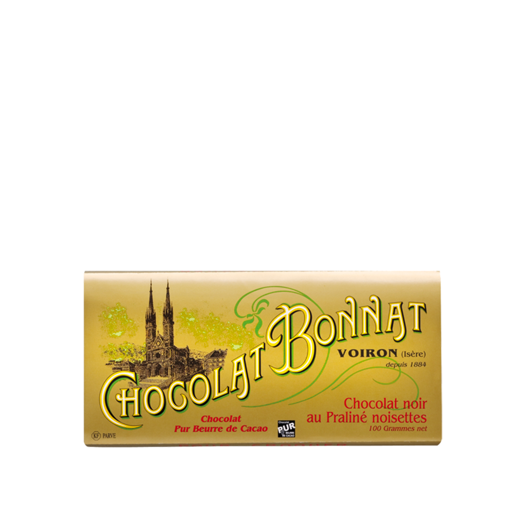 Bonnat tavoletta di cioccolato Noir au Praliné noisettes 100 g - squisitoo