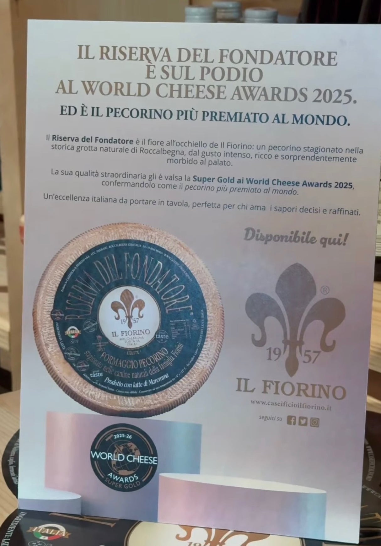 Il Fiorino Riserva del Fondatore forma intera 18 kg
