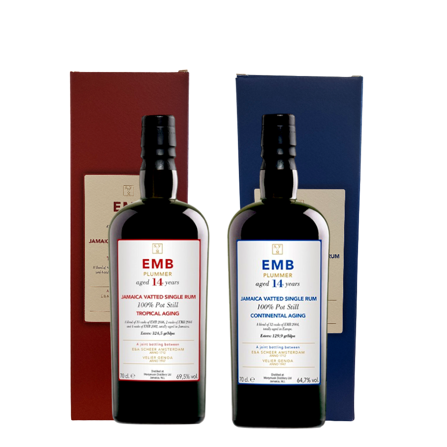 Rum Monymusk EMB Tropical-Continental Plummer 14 Y.O. Box Degustazione 2 bott. 70 cl