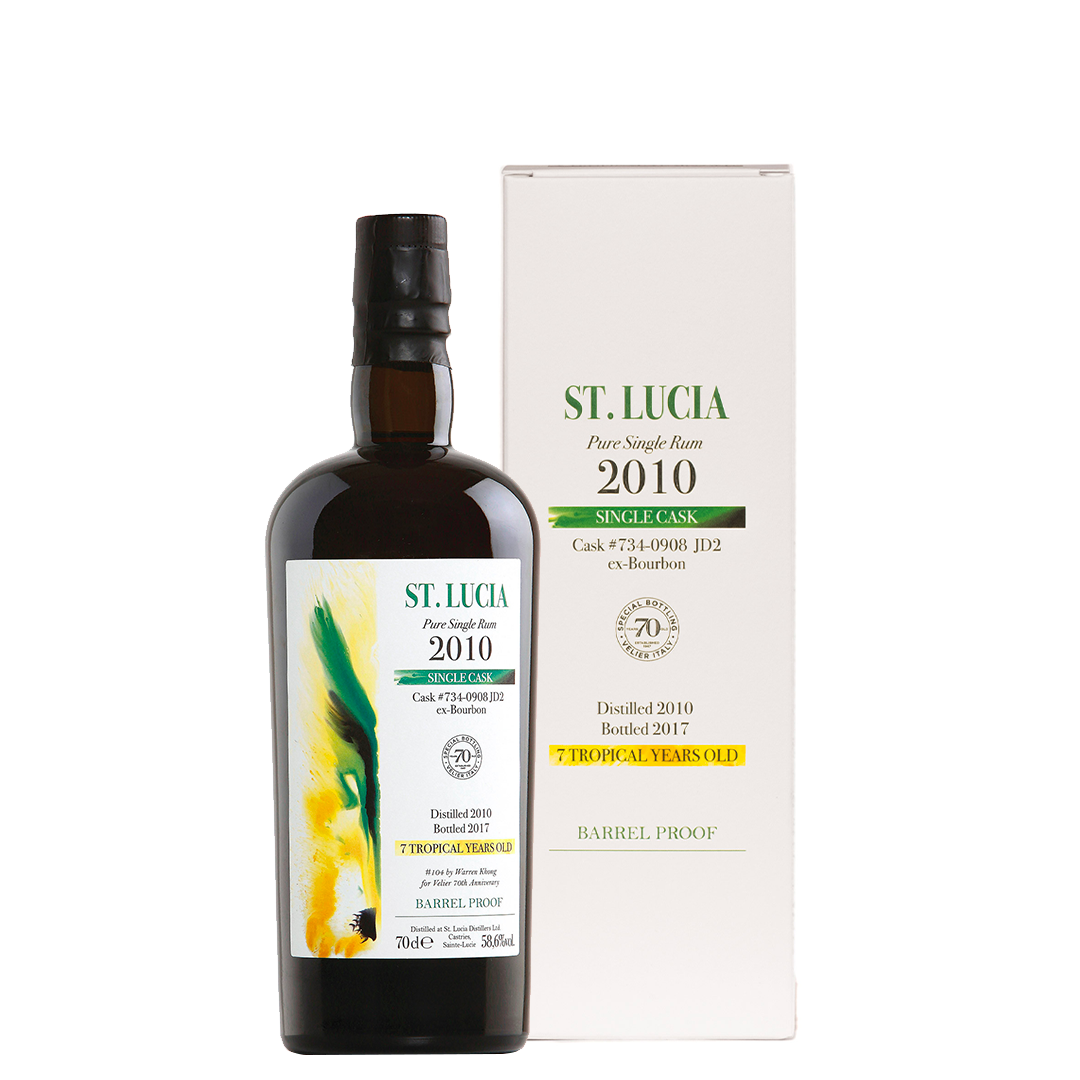 Rum St. Lucia 2010 Single Cask #734-0908 JD2 ex Bourbon 7 tropical Years Old Barrel Proof 70° Velier 70 cl