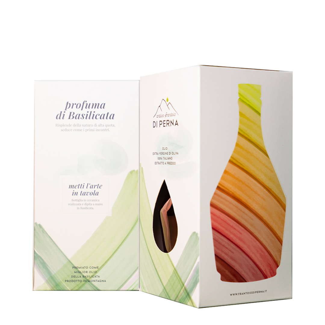 Perna olio extra vergine di oliva 1968 Antica Ricetta collezione ceramica blu 50 cl - squisitoo