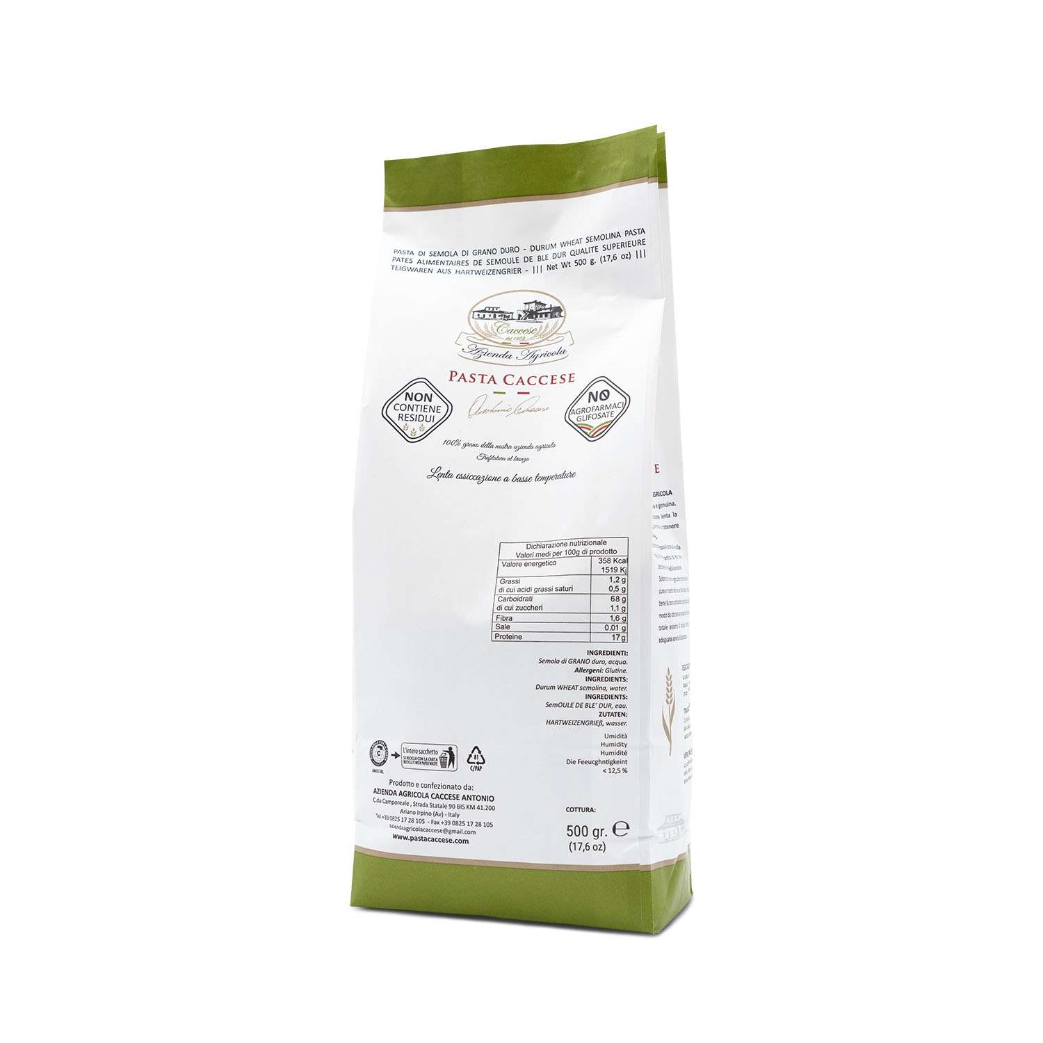 Caccese Mezzi paccheri rigati Pasta 500 g - squisitoo